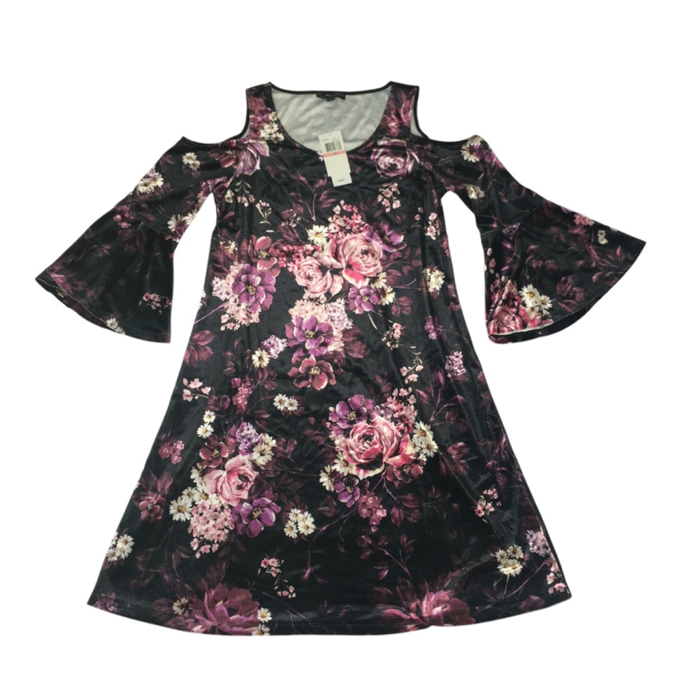 Spenser Jeremy Cold Shoulder Floral Velvet Stretch Dress - Women’s 10 - NWT - Picture 8 of 15